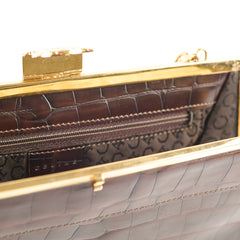 Celine Vintage Triomphe Shoulder Bag Brown