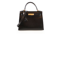 Hermès Kelly 28 Black Box Leather D Square Stamp