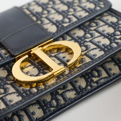 Christian Dior 30 Montaigne Bag Blue Dior Oblique Jacquard
