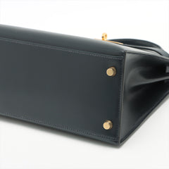 Hermes Kelly 28 Vintage Box Calf Blue Indigo - Stamp Square A 1997