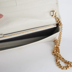 Gucci Horsebit GG Supreme Wallet On Chain White