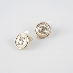 Chanel Earrings Round N5 Diamond Gold