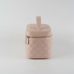 Chanel Caviar Vanity Cosmetic Bag Pink Rose Clair