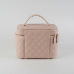 Chanel Caviar Vanity Cosmetic Bag Pink Rose Clair