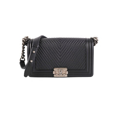 Chanel Old Medium Boy Chevron Black