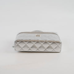 Chanel 2 Ways Shoulder Bag Vanity Case Silver Microchipped