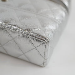 Chanel 2 Ways Shoulder Bag Vanity Case Silver Microchipped