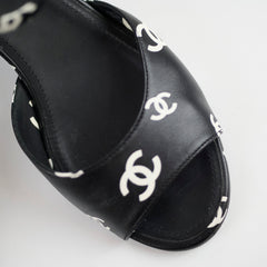 Chanel CC Sandal Heels Black Size 39