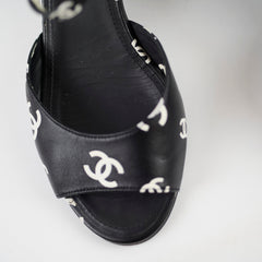 Chanel CC Sandal Heels Black Size 39