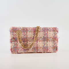 Chanel Tweed Pink Vertical Lock Reissue