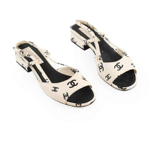 Chanel CC Sandal Slingbacks White Size 39