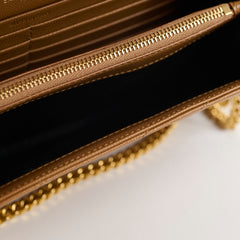 Saint Laurent Cassandre Wallet on Chain WOC Tan