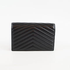 Saint Laurent Cassandre Envelope Wallet on Chain WOC Lambskin Black