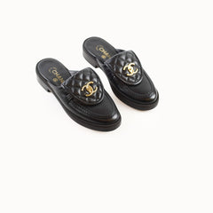 Chanel CC Turnlock Flat Mules size 36.5