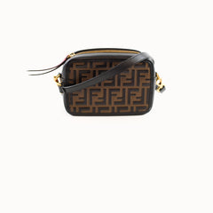 Fendi Mini Vitello Century 1974 Camera Bag FF Embossed Brown / Black