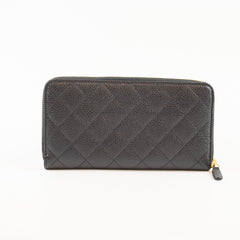 Chanel Classic Long Zip Around wallet Caviar Black