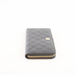 Chanel Classic Long Zip Around wallet Caviar Black