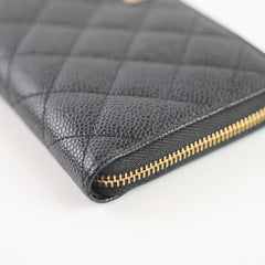 Chanel Classic Long Zip Around wallet Caviar Black