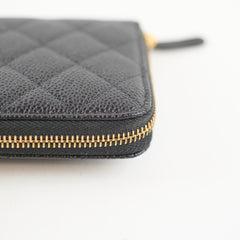 Chanel Classic Long Zip Around wallet Caviar Black