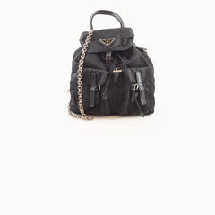 Prada Mini Nylon Chain Backpack Black