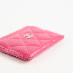 Chanel CC Quilted Lambskin Card Holder Pink