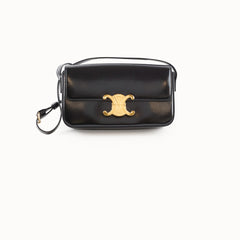 Celine Triomphe Shoulder Bag Leather Black