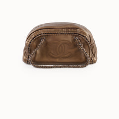 Chanel Chain Luxe Ligne Bowler Bag Grained Metallic Calfskin Bronze