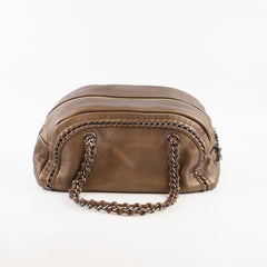 Chanel Chain Luxe Ligne Bowler Bag Grained Metallic Calfskin Bronze