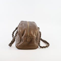 Chanel Chain Luxe Ligne Bowler Bag Grained Metallic Calfskin Bronze