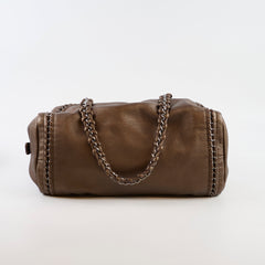 Chanel Chain Luxe Ligne Bowler Bag Grained Metallic Calfskin Bronze