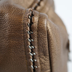 Chanel Chain Luxe Ligne Bowler Bag Grained Metallic Calfskin Bronze