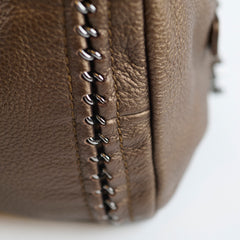 Chanel Chain Luxe Ligne Bowler Bag Grained Metallic Calfskin Bronze