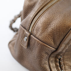 Chanel Chain Luxe Ligne Bowler Bag Grained Metallic Calfskin Bronze