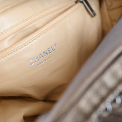 Chanel Chain Luxe Ligne Bowler Bag Grained Metallic Calfskin Bronze