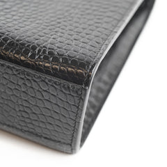 Saint Laurent Large Envelope Crocodile Embossed Leather Black