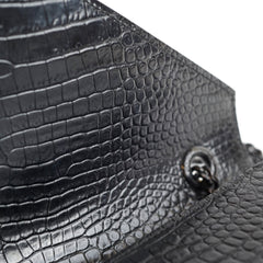 Saint Laurent Large Envelope Crocodile Embossed Leather Black