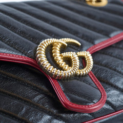 Gucci Gucci Medium GG Marmont Flap Chevron Navy/Red