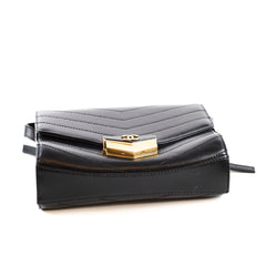 Chanel CC GHW Chevron Flap Calfskin Black