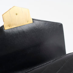 Chanel CC GHW Chevron Flap Calfskin Black