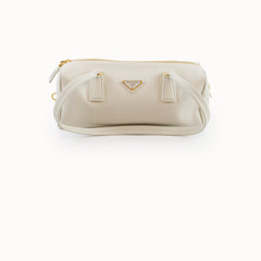 Prada Soft Grain Medium White Shoulder Bag