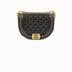 Chanel Half Moon Boy Bag Shiny Caviar Black (microchip)