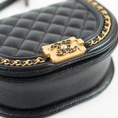 Chanel Half Moon Boy Bag Shiny Caviar Black (microchip)