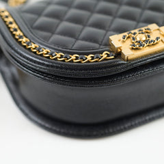 Chanel Half Moon Boy Bag Shiny Caviar Black (microchip)