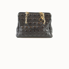 Christian Dior Large Cannage Tote Lambskin Black