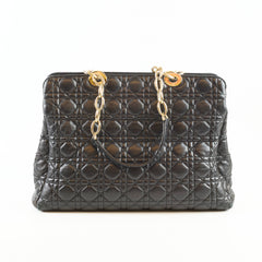 Christian Dior Large Cannage Tote Lambskin Black