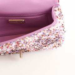 Chanel Mini Sequin Flap Pink/Lavender/White - 2026 Spring Collection