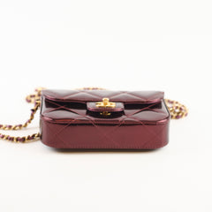 Chanel Mini Top Handle Metallic Mirror Flap Burgundy - 2025/26 FW