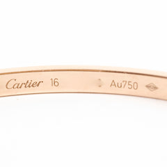 Hermes Cartier Small Model Love Bracelet Rose Gold Size 16
