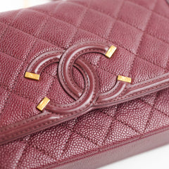 Chanel CC Filigree Flap Caviar Burgundy