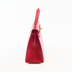 Hermes Kelly 25 Rouge Vif Tadelakt Y stamp